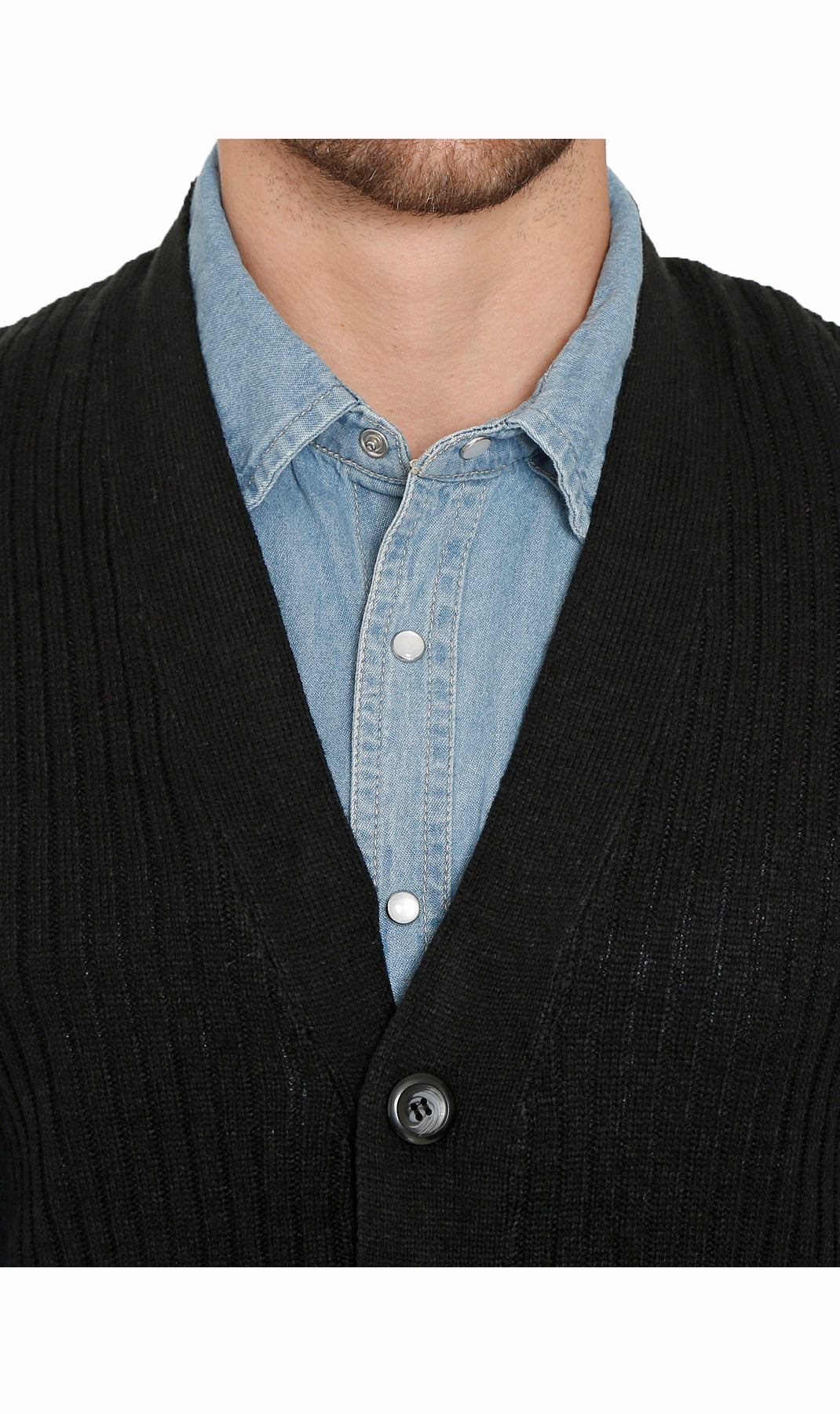 Men's Button Front Rib Knit Sweater Vest with Pockets