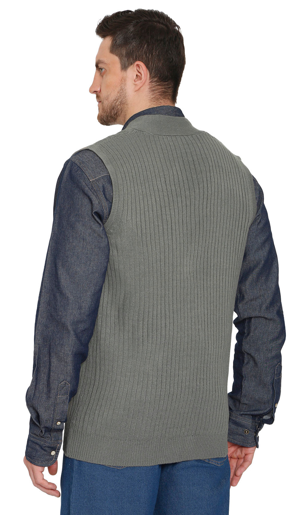 Men's Button Front Rib Knit Sweater Vest with Pockets