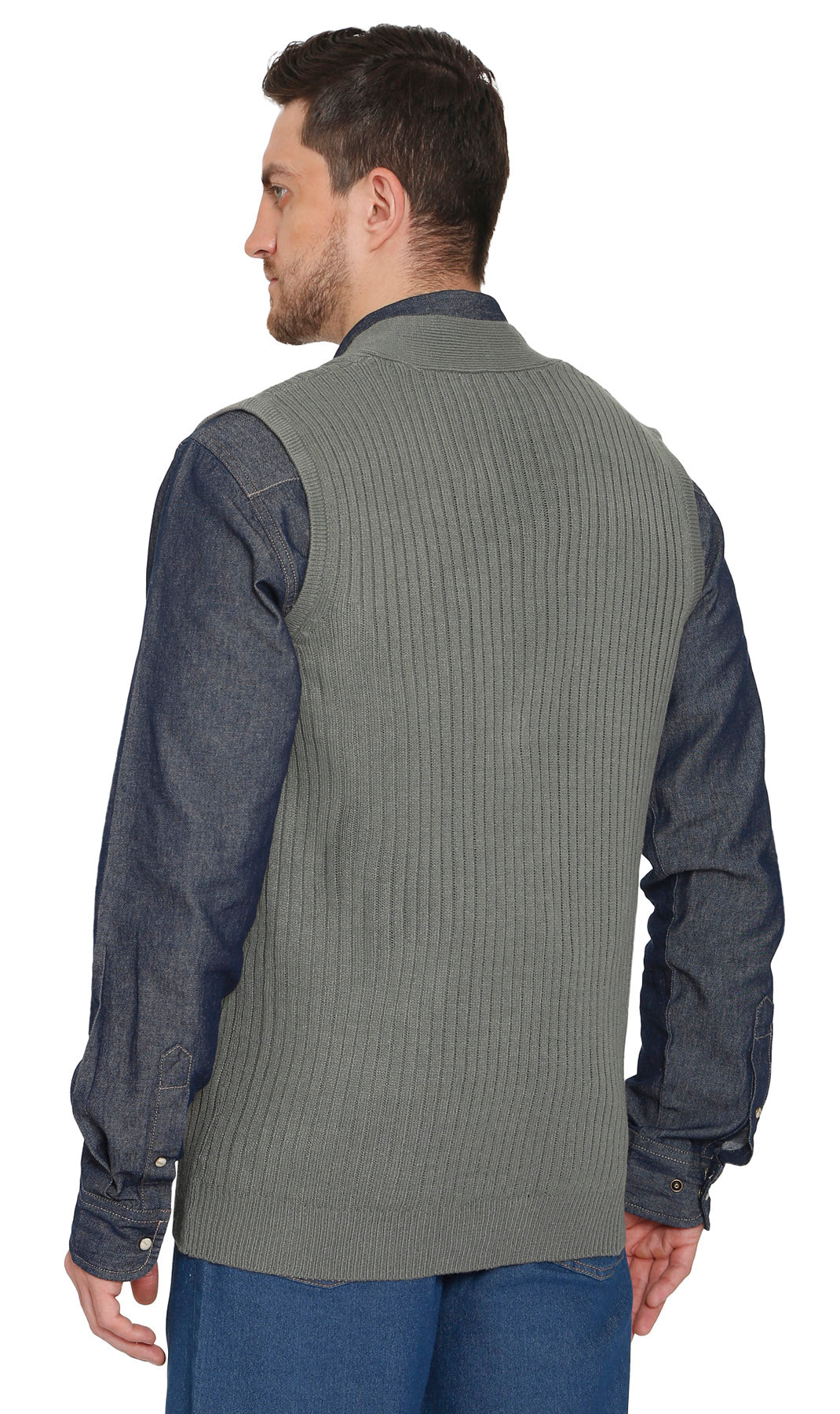 Men's Button Front Rib Knit Sweater Vest with Pockets