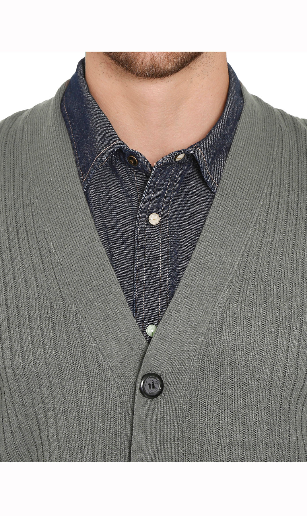 Men's Button Front Rib Knit Sweater Vest with Pockets