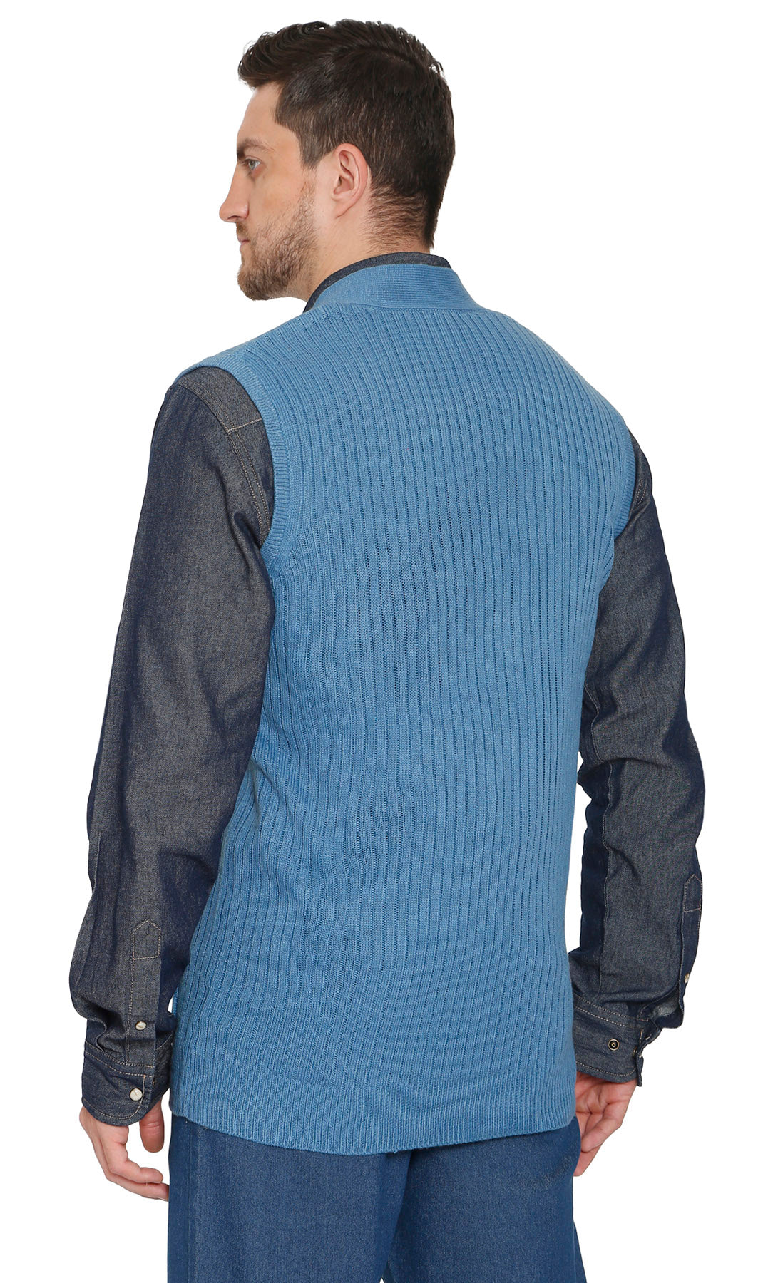 Men's Button Front Rib Knit Sweater Vest with Pockets