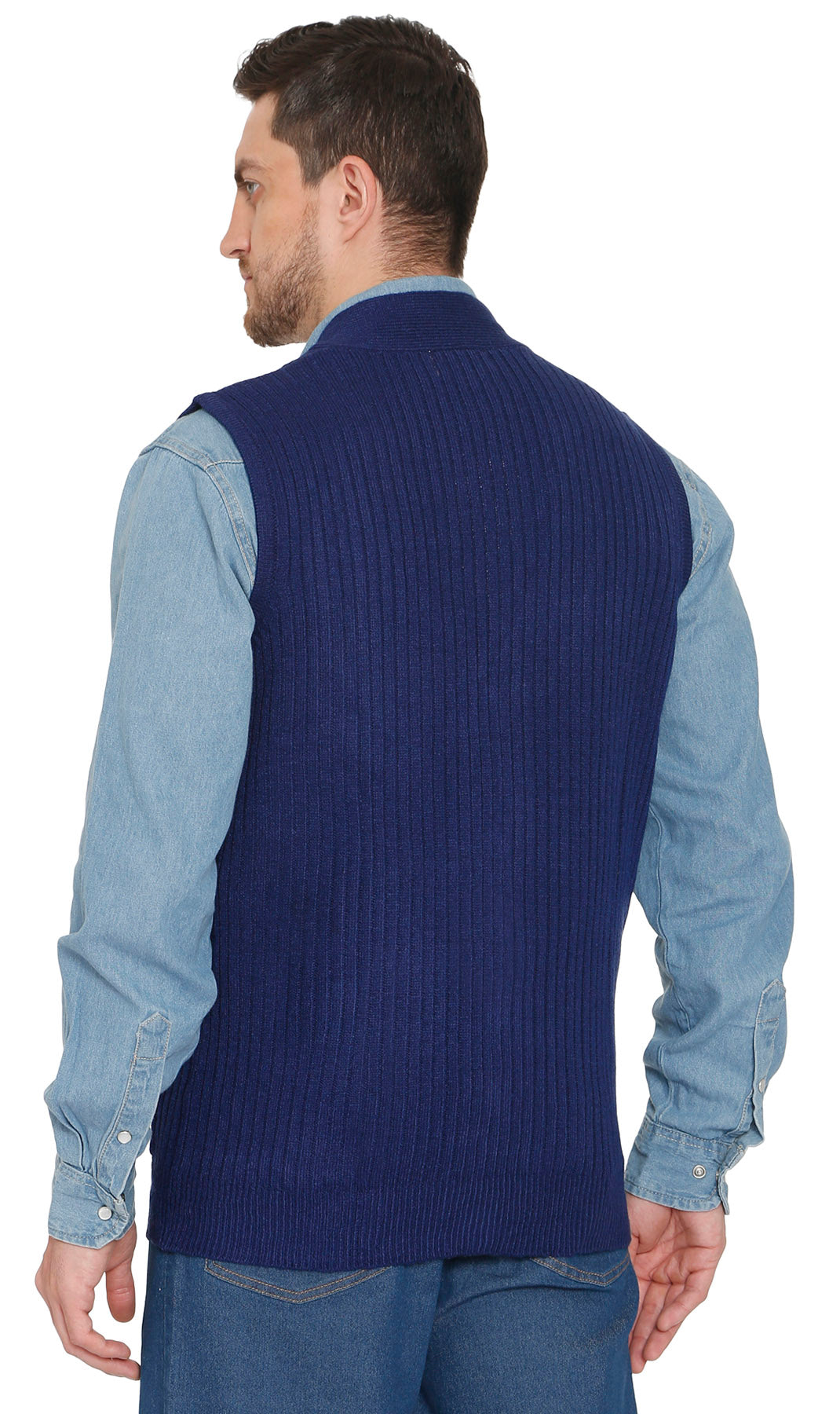 Men's Button Front Rib Knit Sweater Vest with Pockets