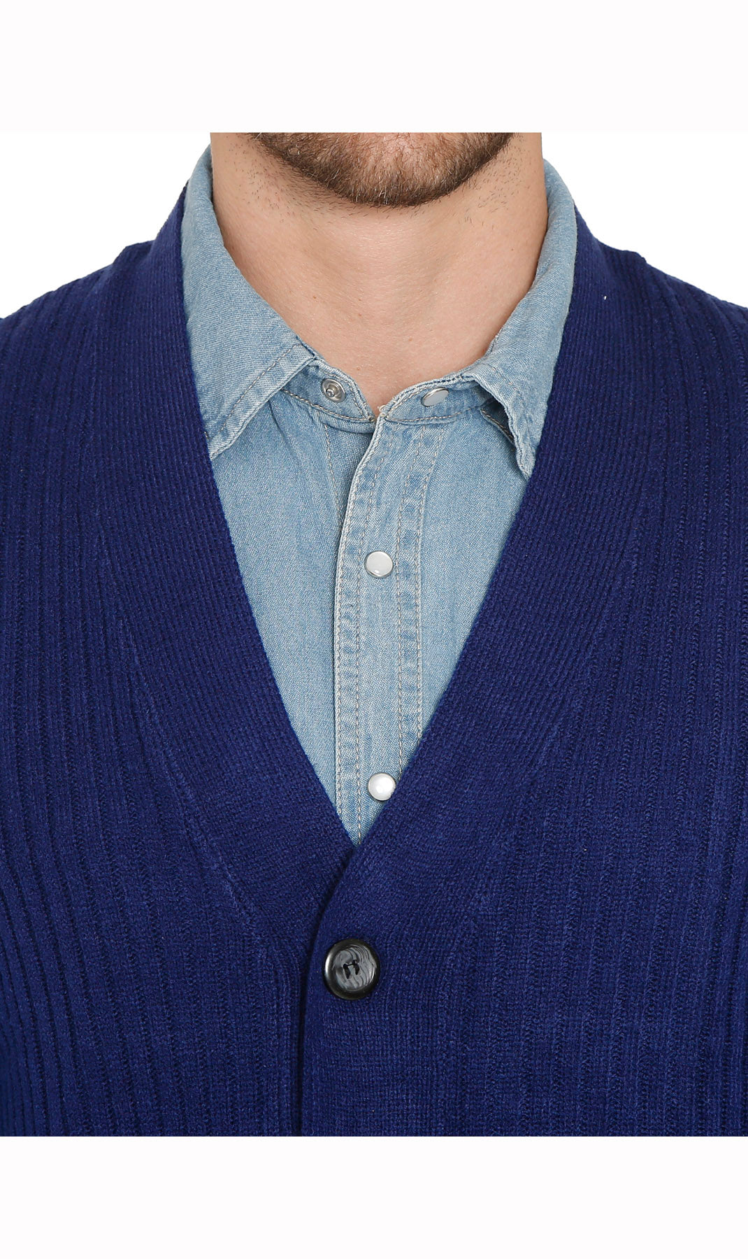 Men's Button Front Rib Knit Sweater Vest with Pockets