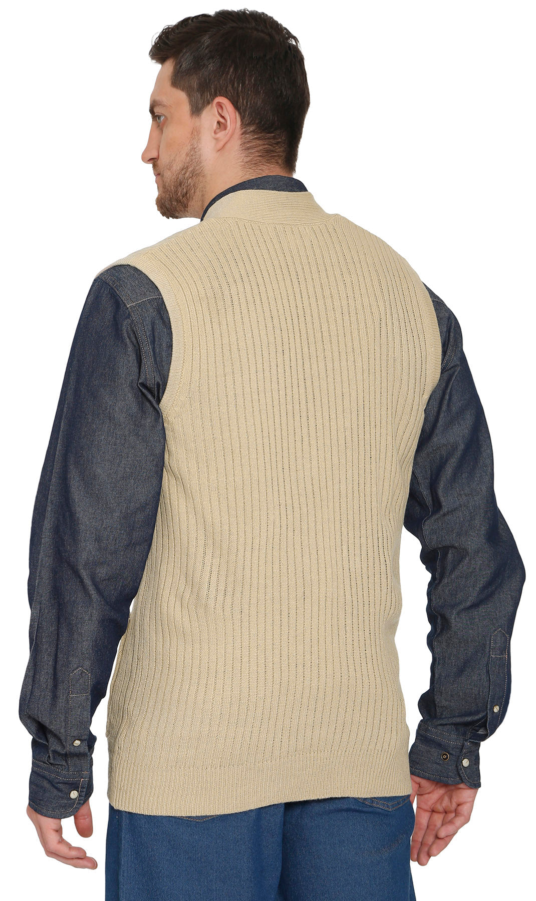 Men's Button Front Rib Knit Sweater Vest with Pockets