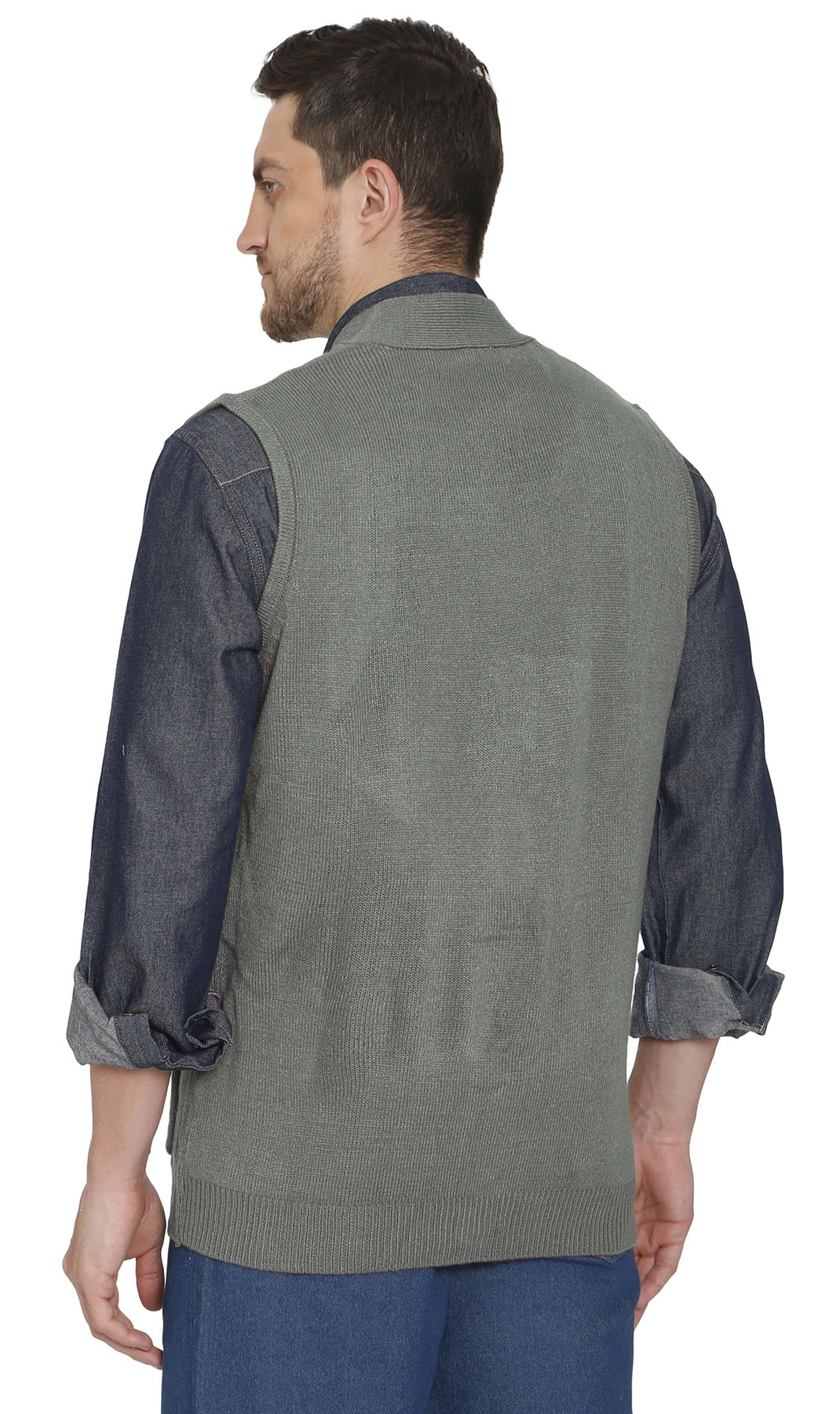 Men's Button Front Knit Sweater Vest with Chest Pockets