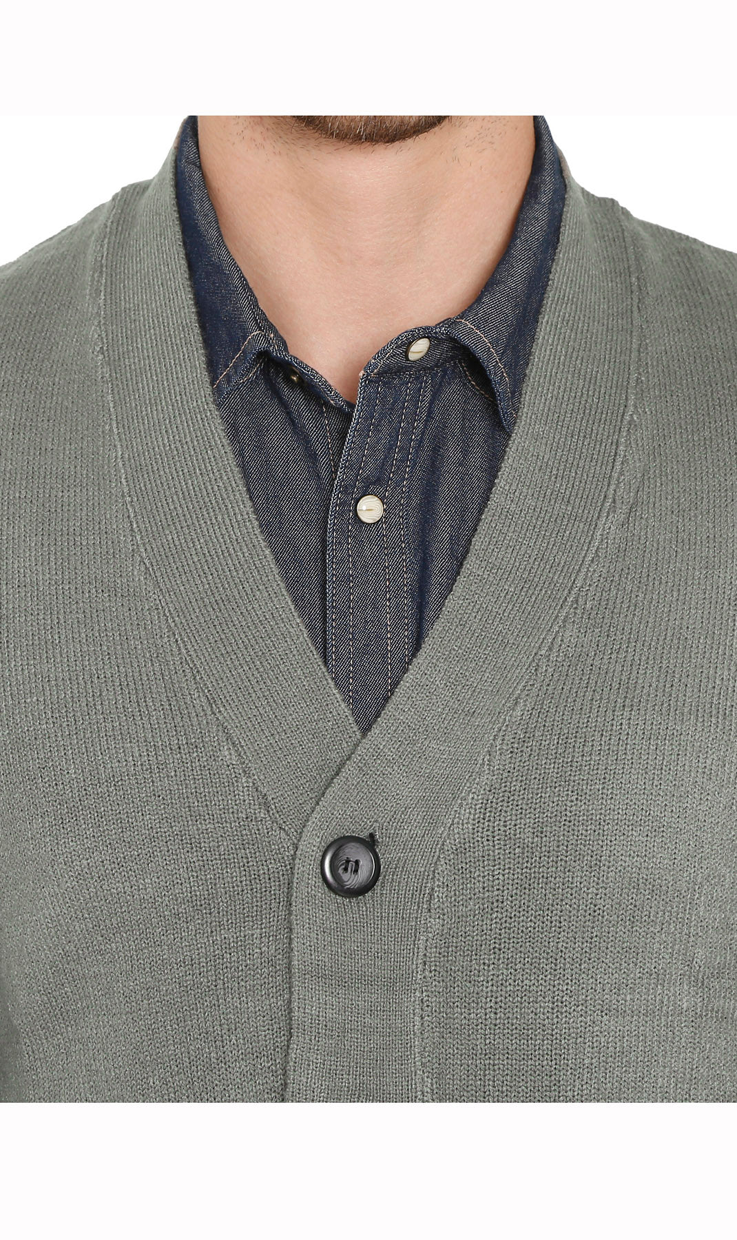 Men's Button Front Knit Sweater Vest with Chest Pockets