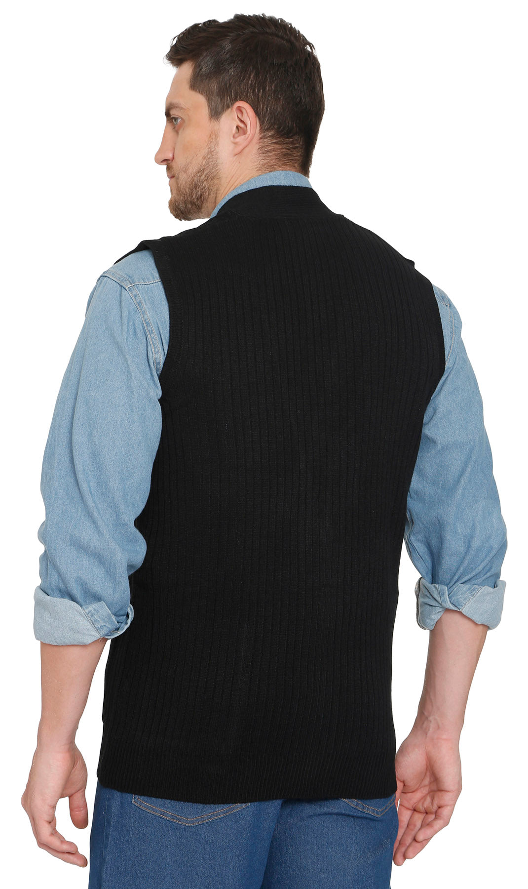 Men's Button Front Knit Sweater Vest with Chest Pockets