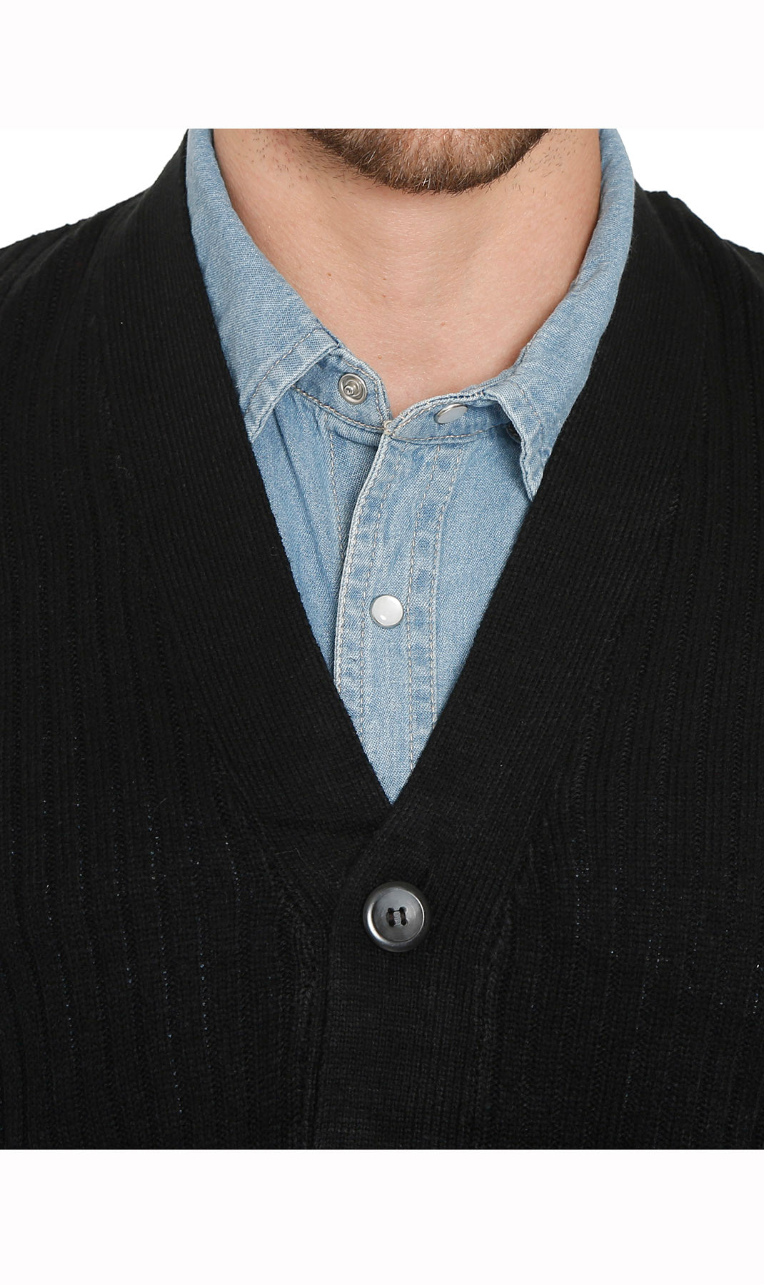 Men's Button Front Knit Sweater Vest with Chest Pockets