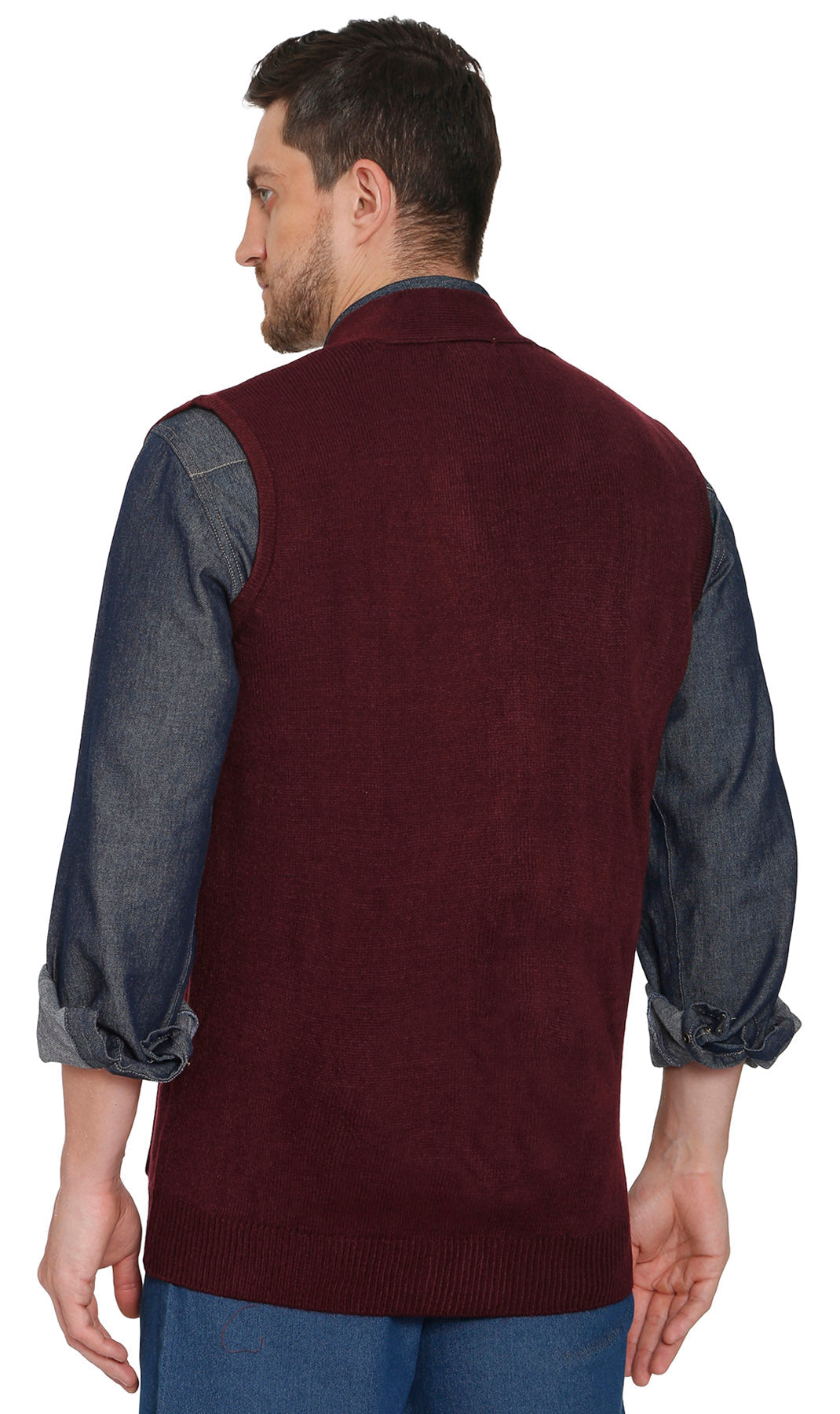 Men's Button Front Knit Sweater Vest with Chest Pockets