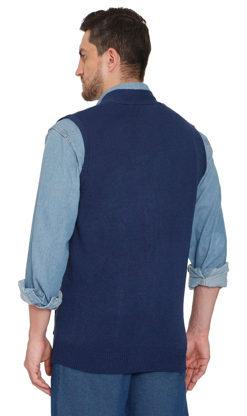 Men's Button Front Knit Sweater Vest with Chest Pockets