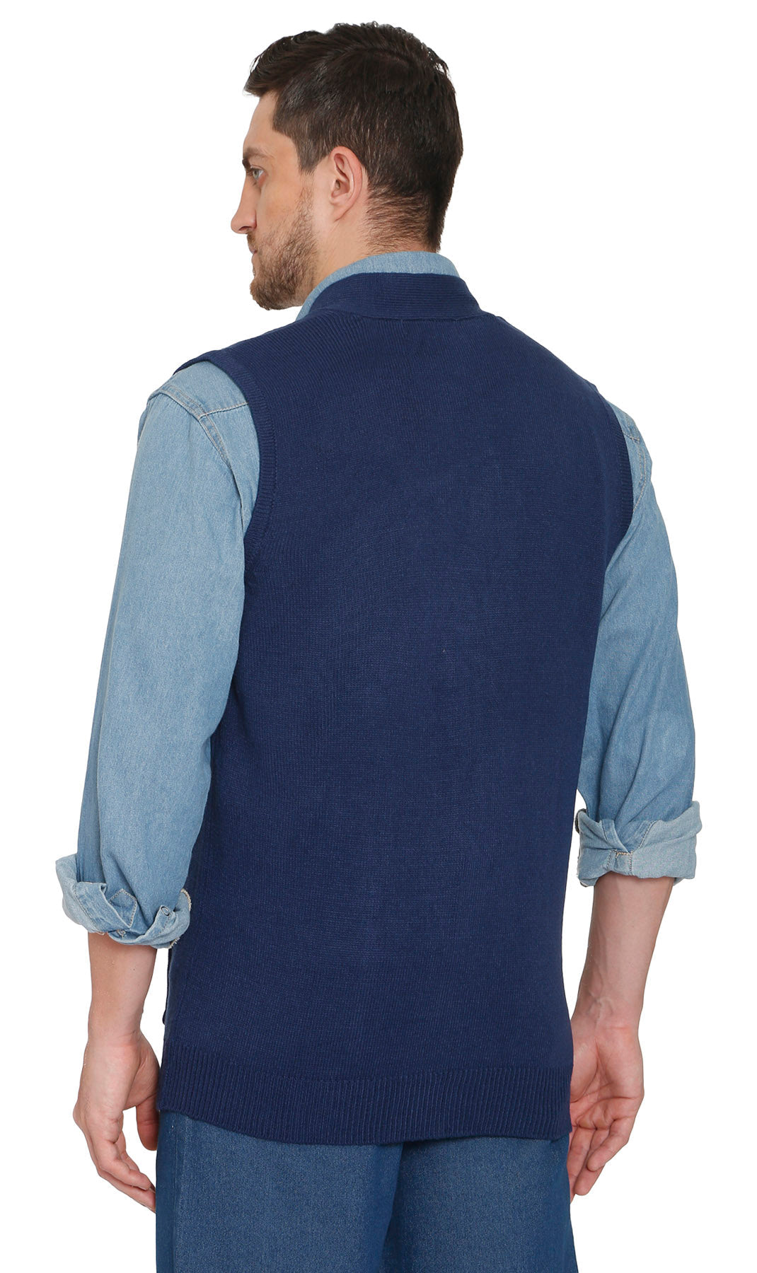 Men's Button Front Knit Sweater Vest with Chest Pockets