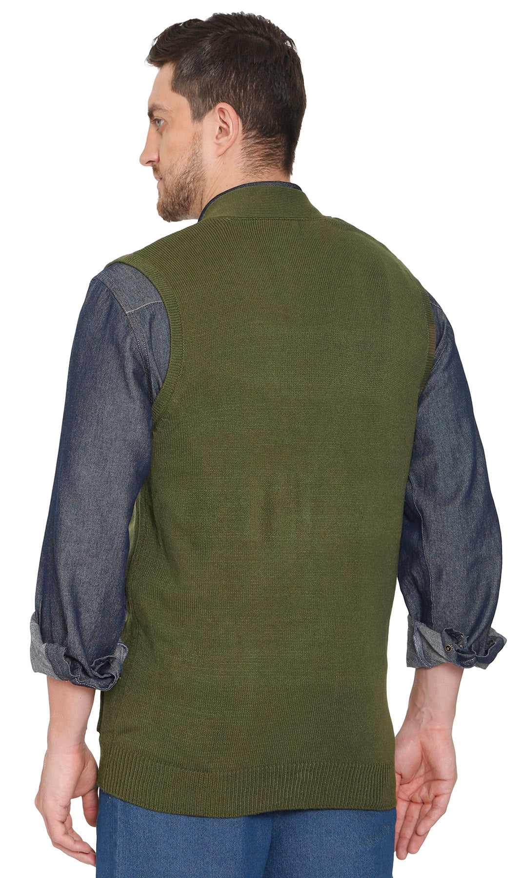 Men's Button Front Knit Sweater Vest with Chest Pockets