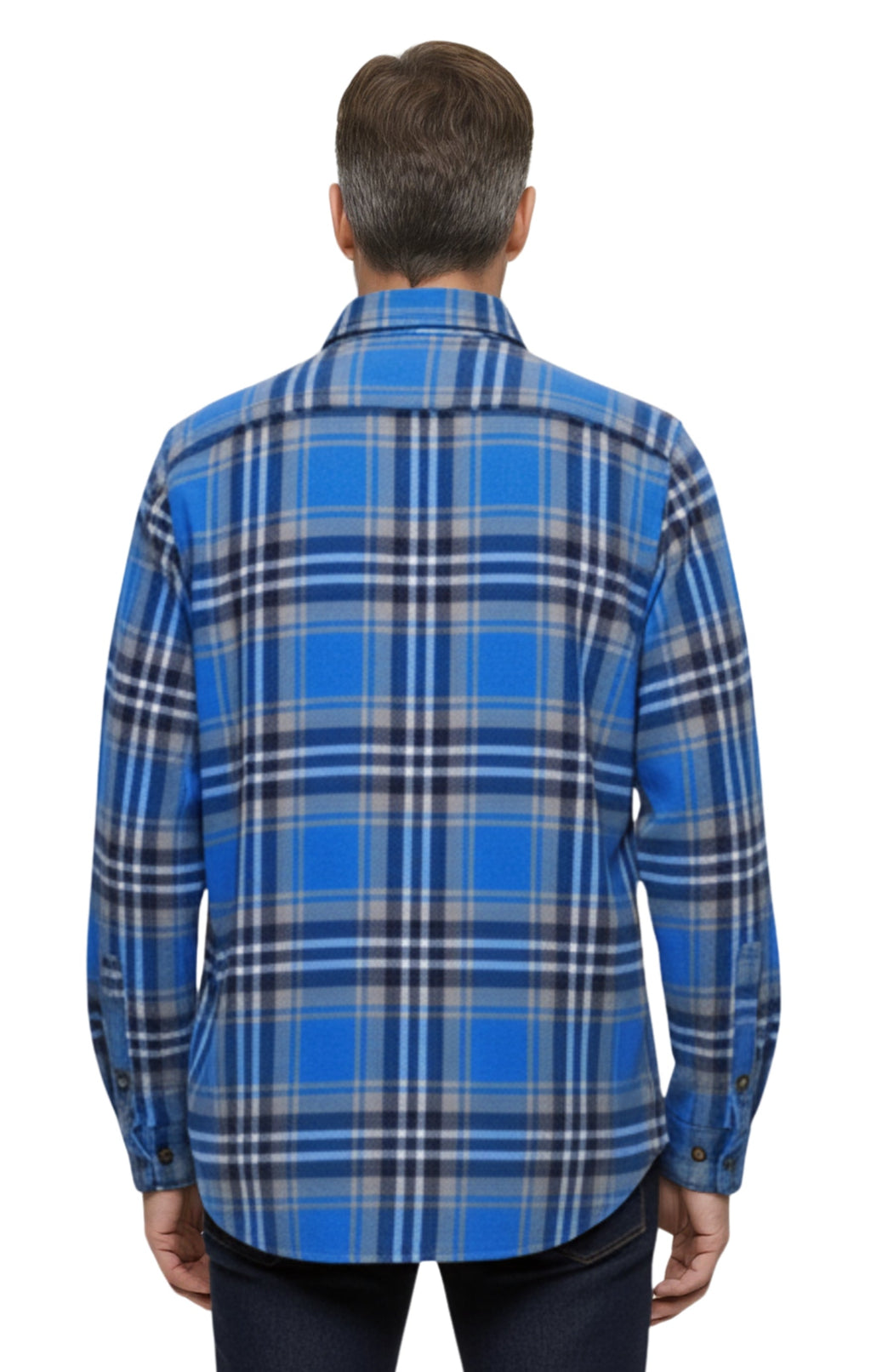 Men's Heathered Fleece Button-Front Overshirt with Pockets