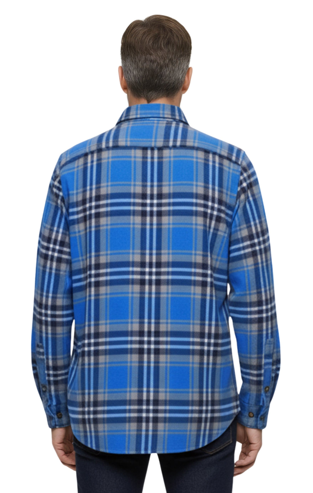 Men's Heathered Fleece Button-Front Overshirt with Pockets