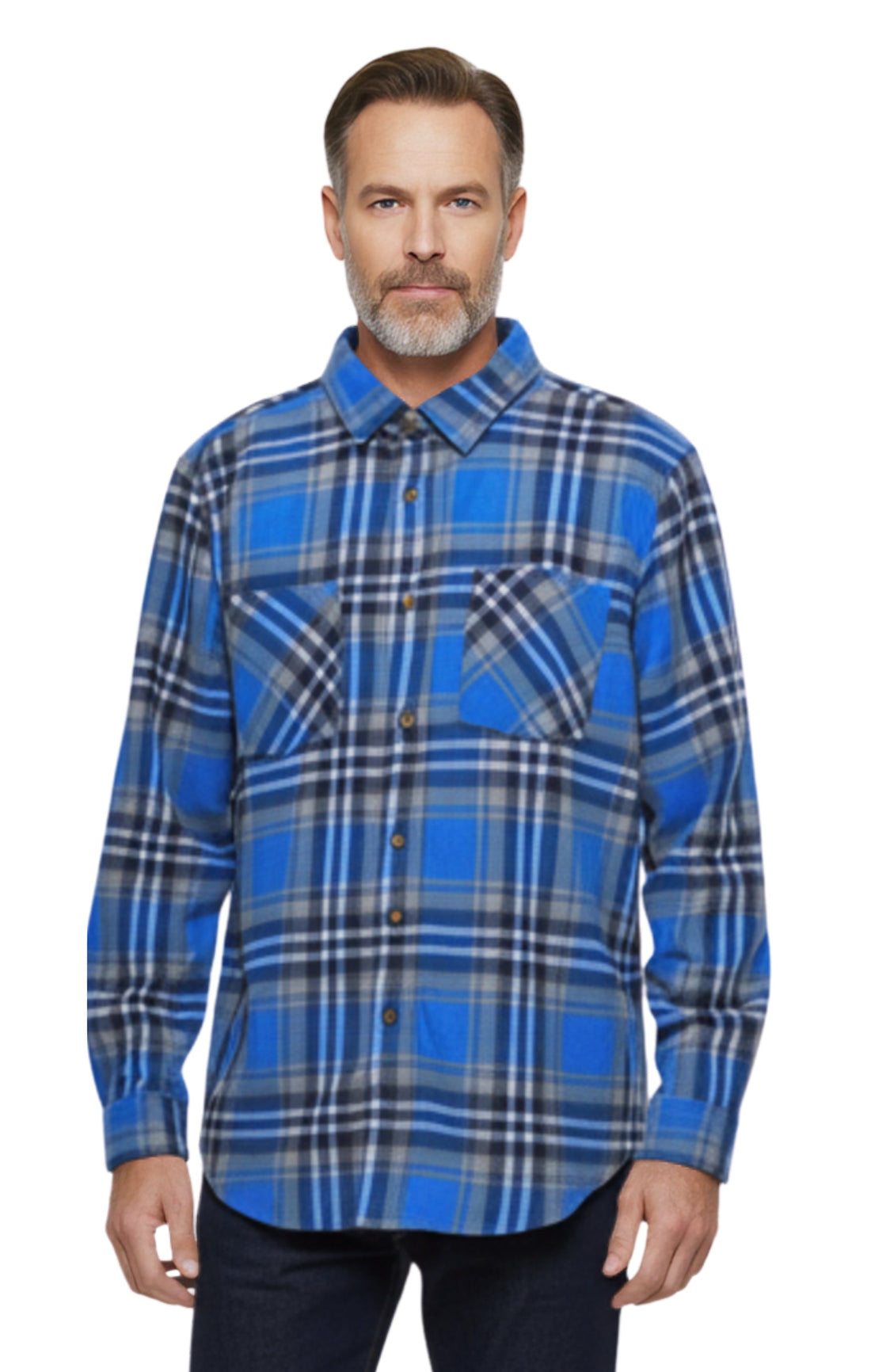 Men's Heathered Fleece Button-Front Overshirt with Pockets