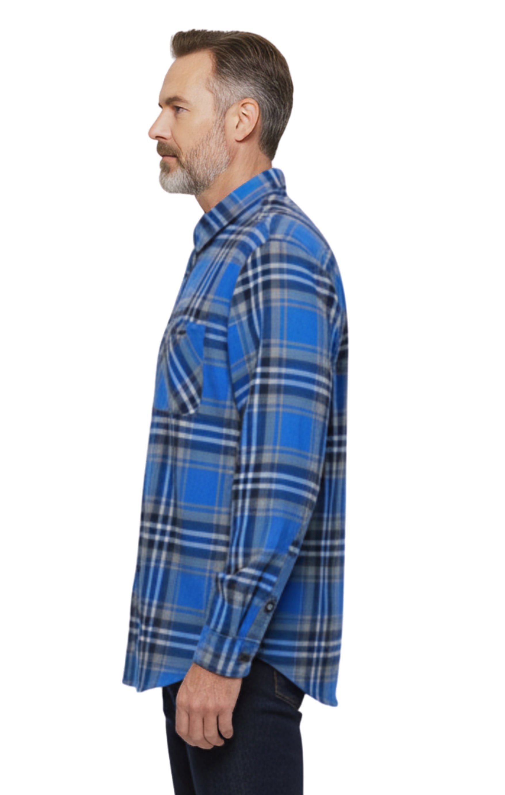 Men's Heathered Fleece Button-Front Overshirt with Pockets