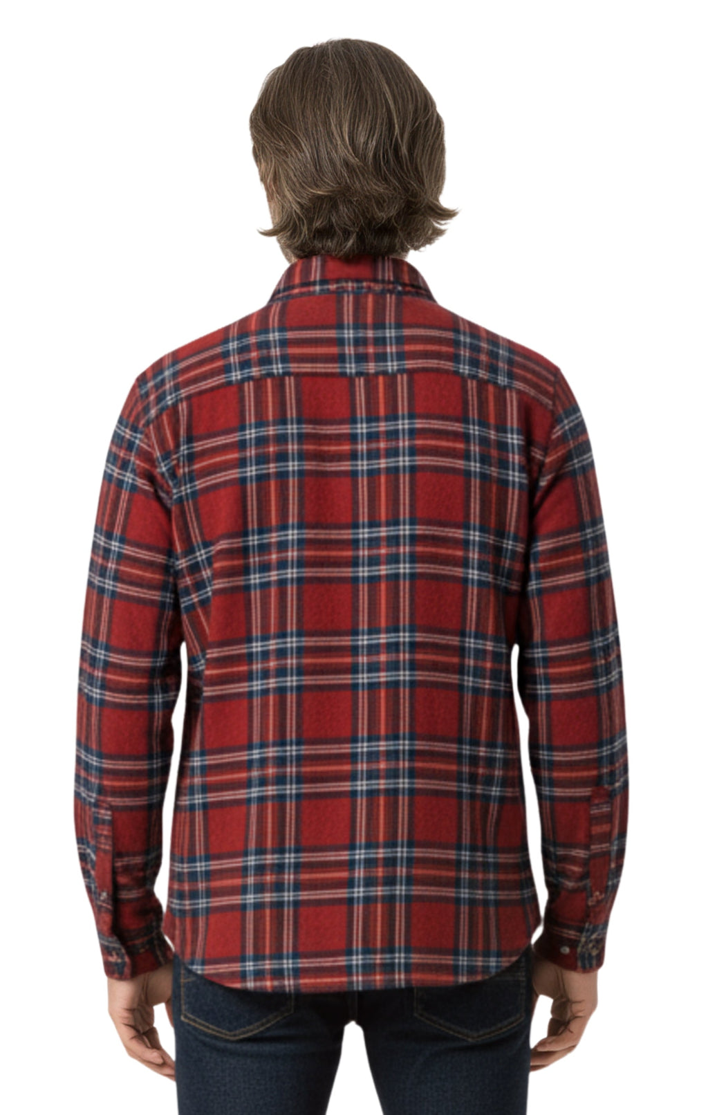 Men's Heathered Fleece Button-Front Overshirt with Pockets