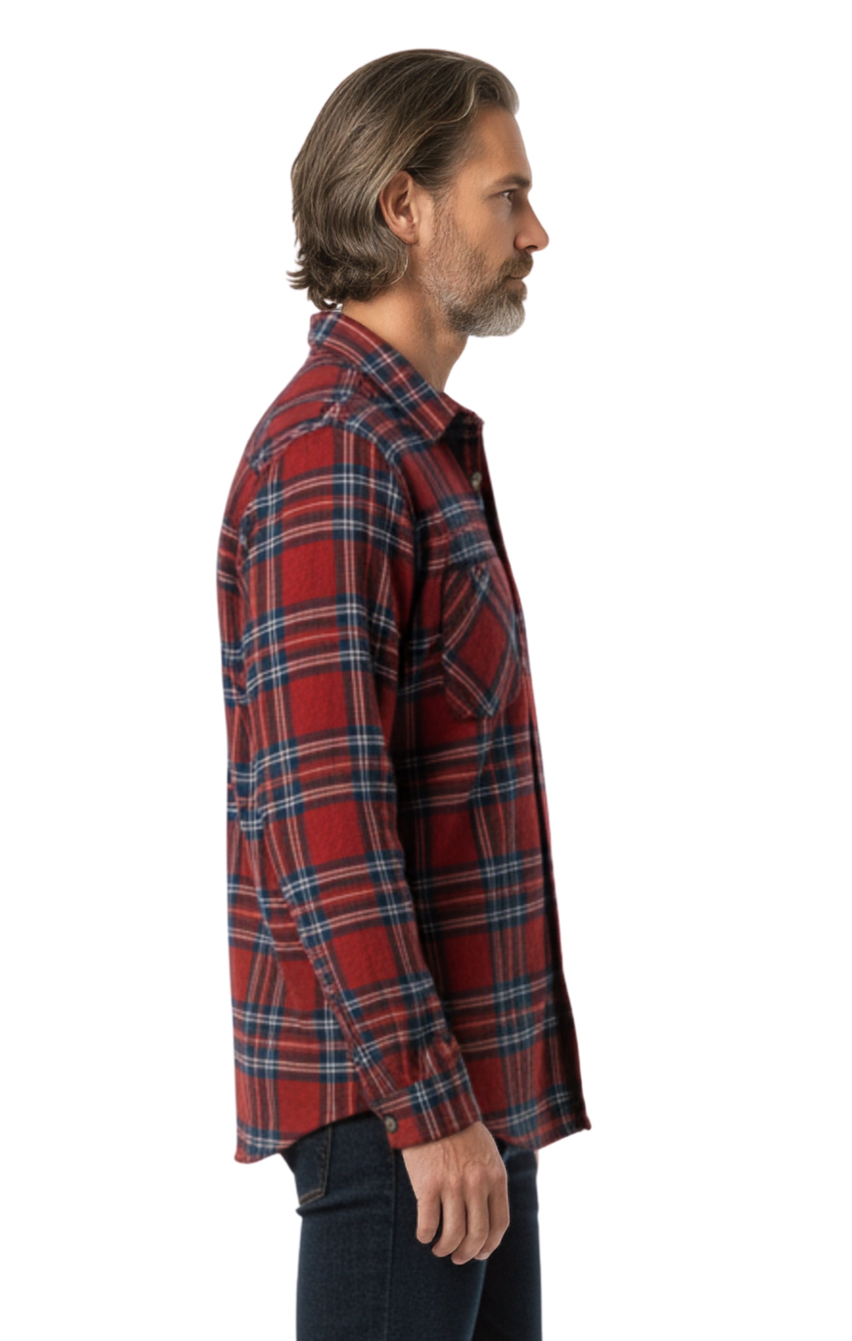 Men's Heathered Fleece Button-Front Overshirt with Pockets