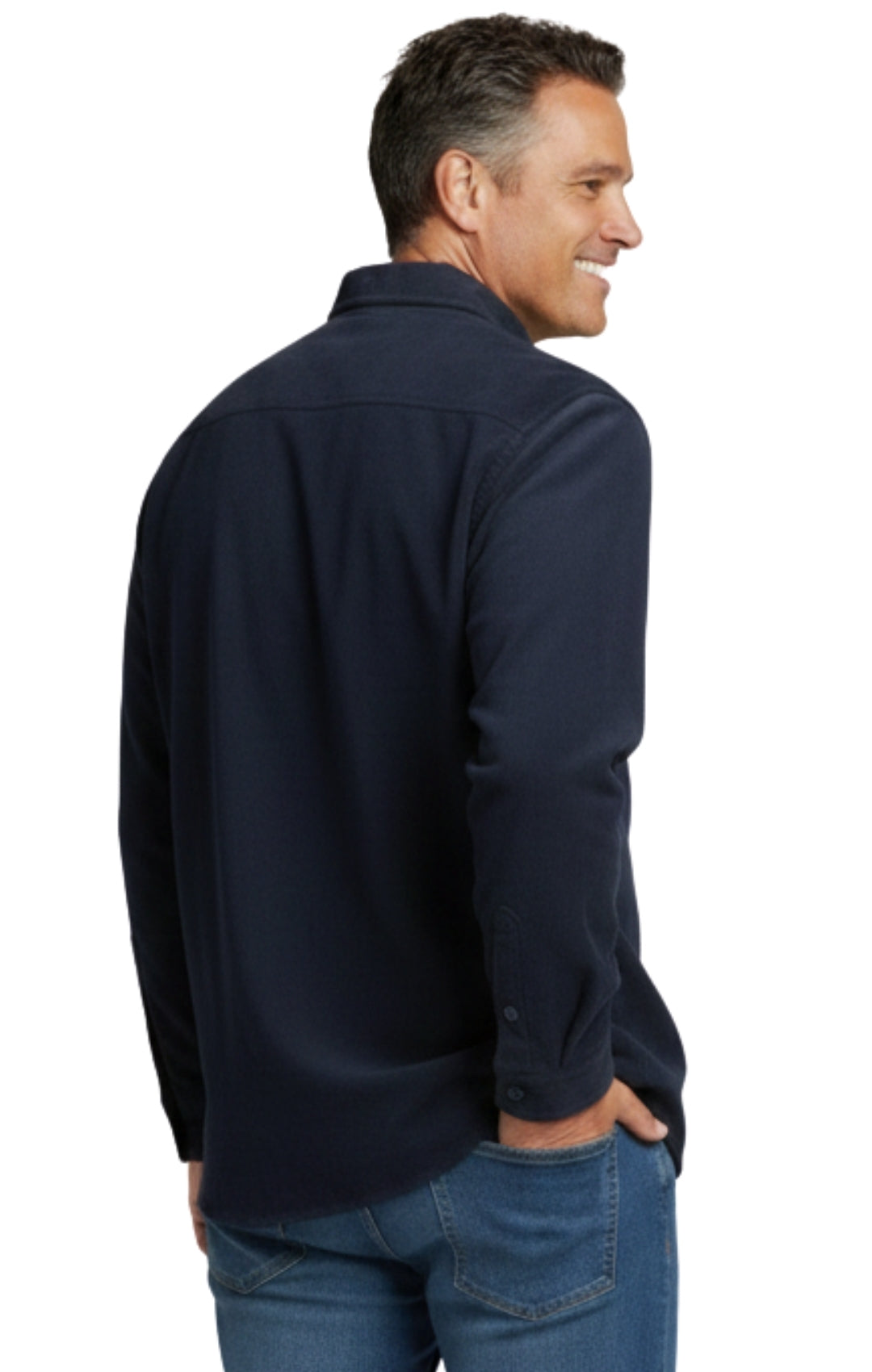 Men's Heathered Fleece Button-Front Overshirt with Pockets