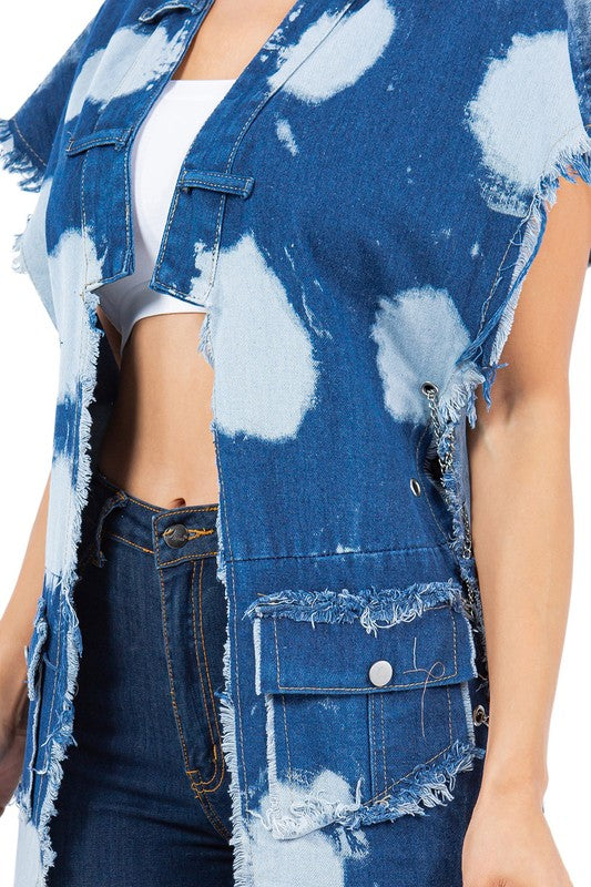 Women's Sleeveless Denim Vest - Casual Button-Down Outerwear