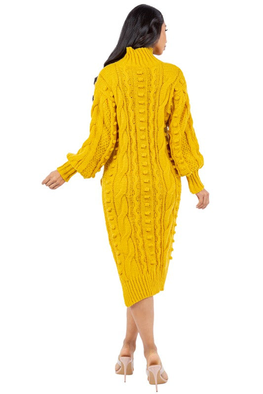 Women's Knit Sweater Dress - Versatile Midi Length