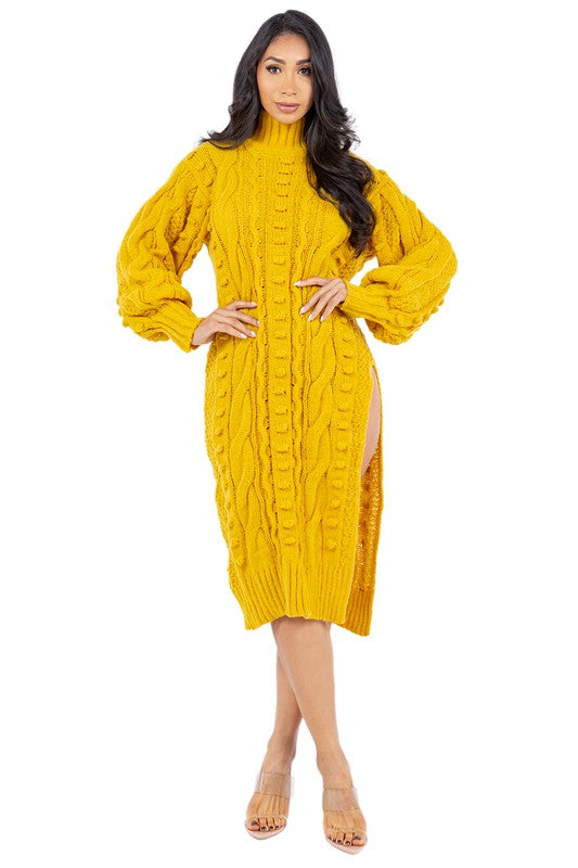 Women's Knit Sweater Dress - Versatile Midi Length