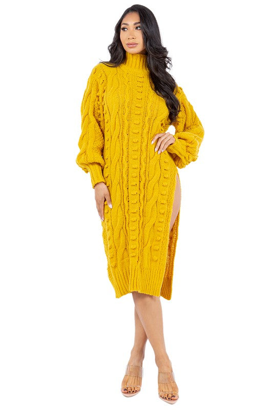Women's Knit Sweater Dress - Versatile Midi Length
