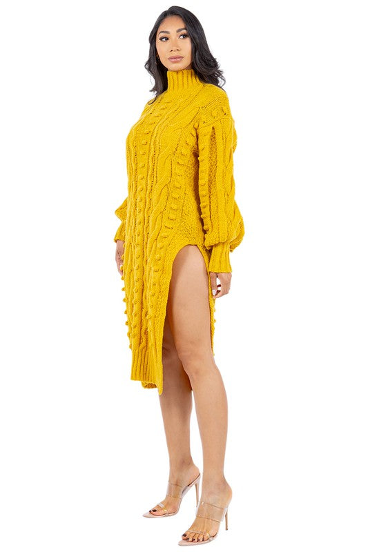 Women's knit midi sweater dress in a neutral tone