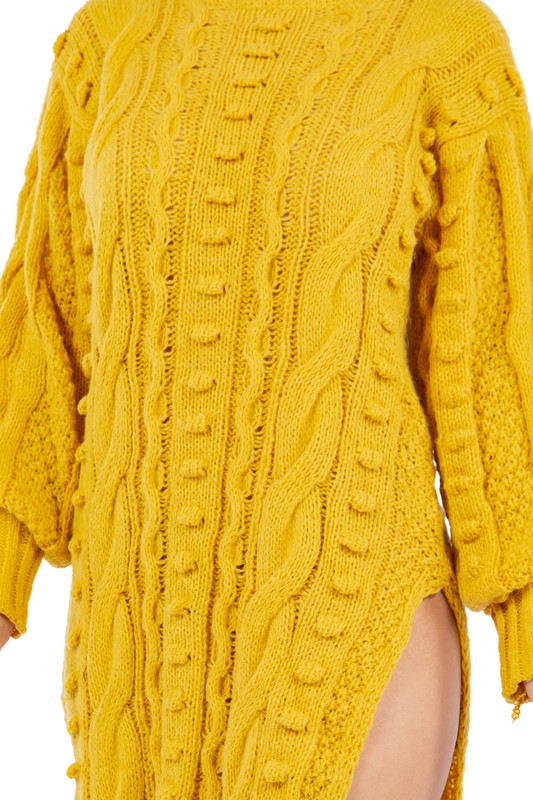 Women's Knit Sweater Dress - Versatile Midi Length