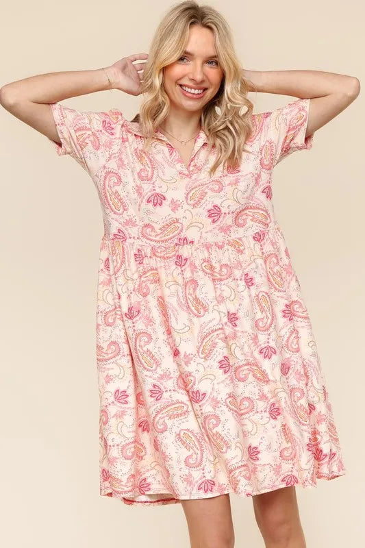 Women's Paisley Print Knit Fit and Flare Dress