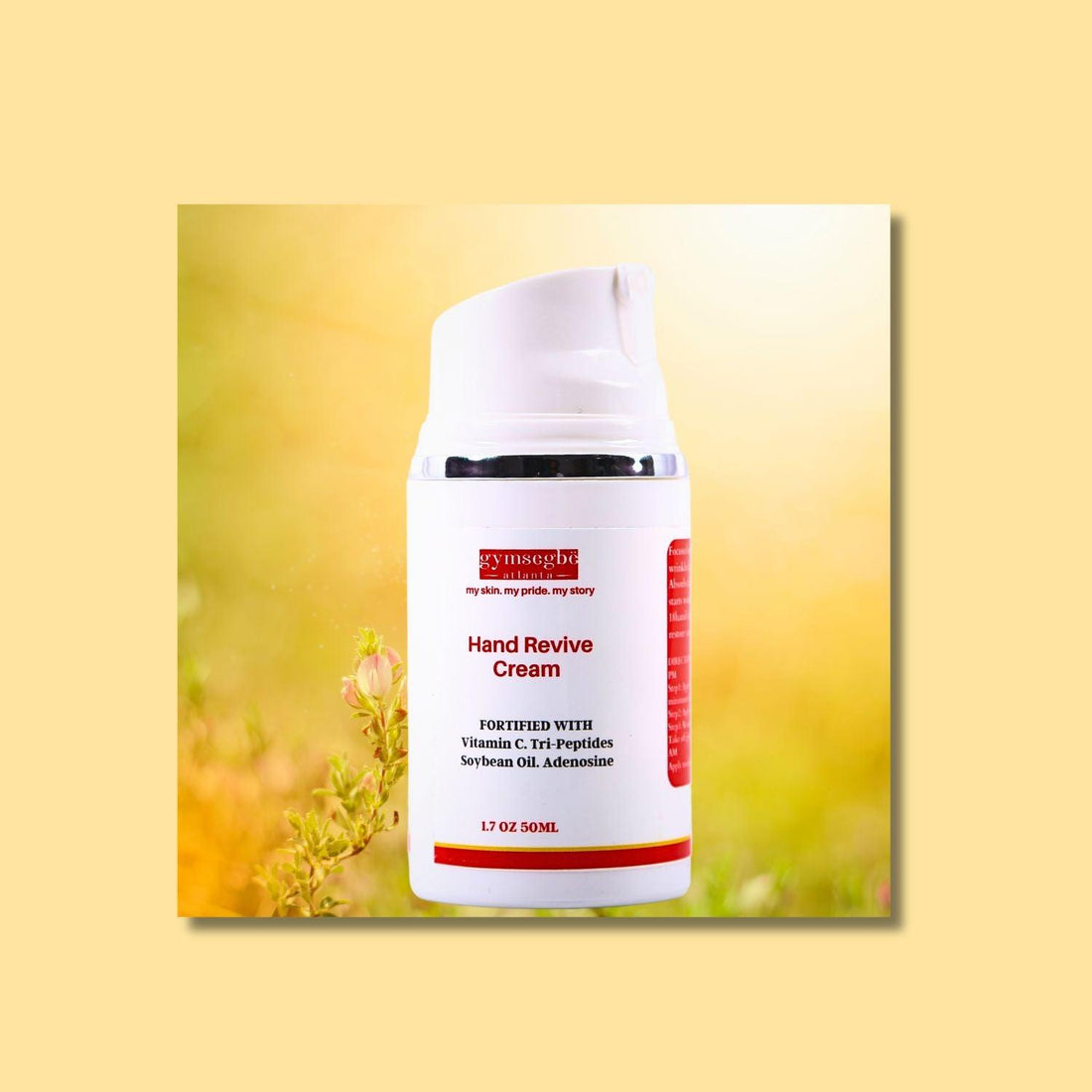 Gymsegbë Hand Revive Cream bottle on a clean, minimal background