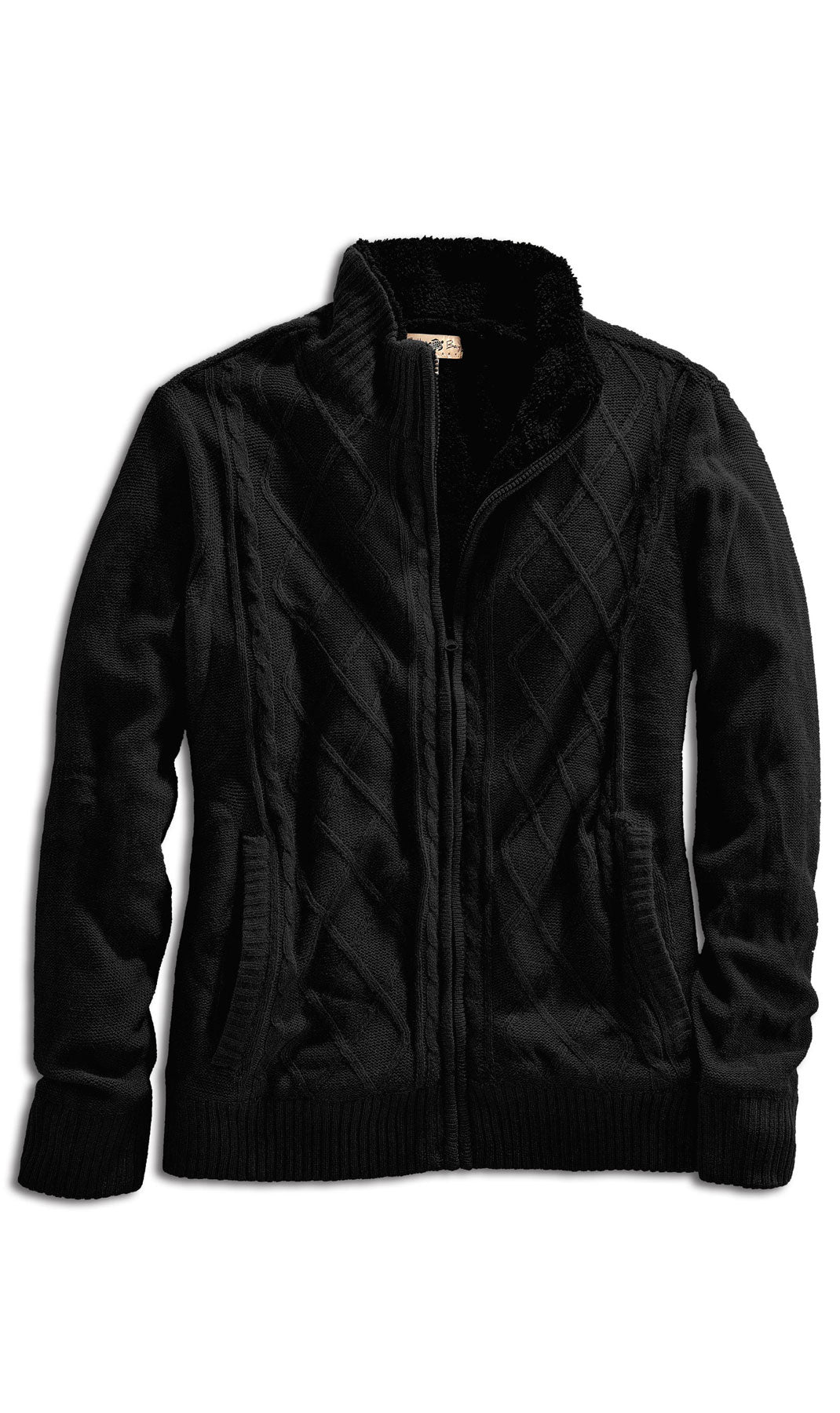 Men's Charcoal Grey Sherpa Fleece Lined Zip Front Sweater Jacket