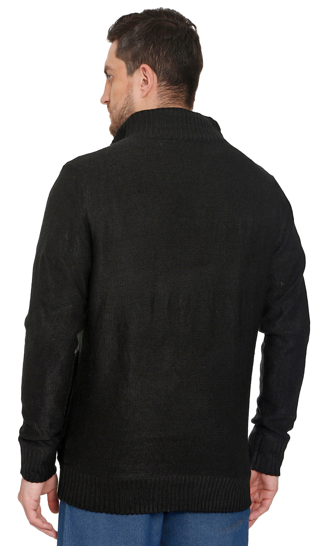 Men's Charcoal Grey Sherpa Fleece Lined Zip Front Sweater Jacket