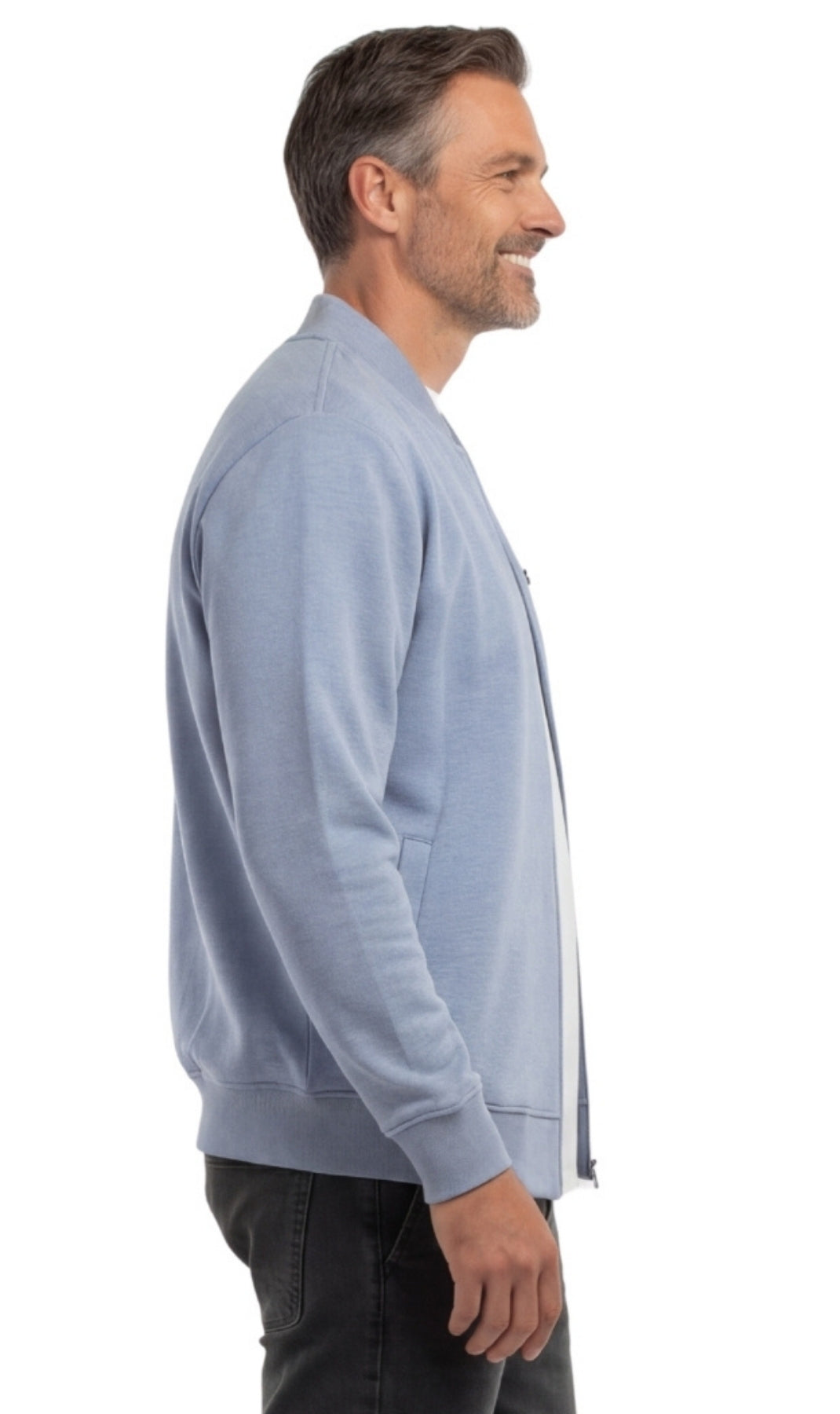Men's Zip-Up Baseball Fleece Jacket: Lightweight Cotton Knit