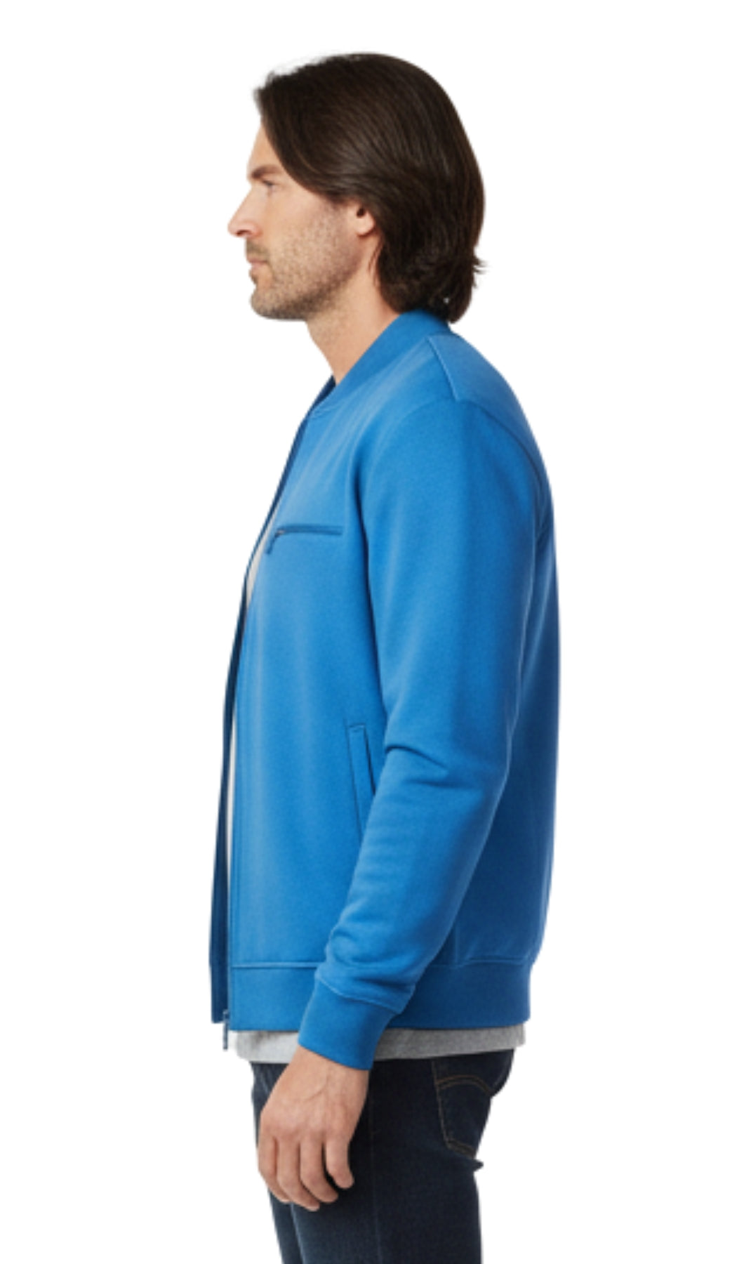 Men's Zip-Up Baseball Fleece Jacket: Lightweight Cotton Knit
