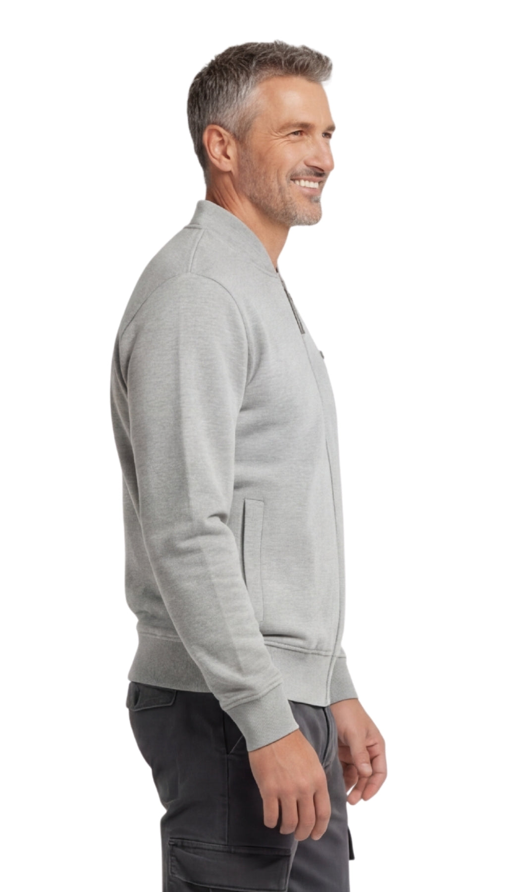 Men's Zip-Up Baseball Fleece Jacket: Lightweight Cotton Knit