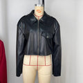 Women's Black Faux Leather Cropped Jacket Harajuku Style - Image 5