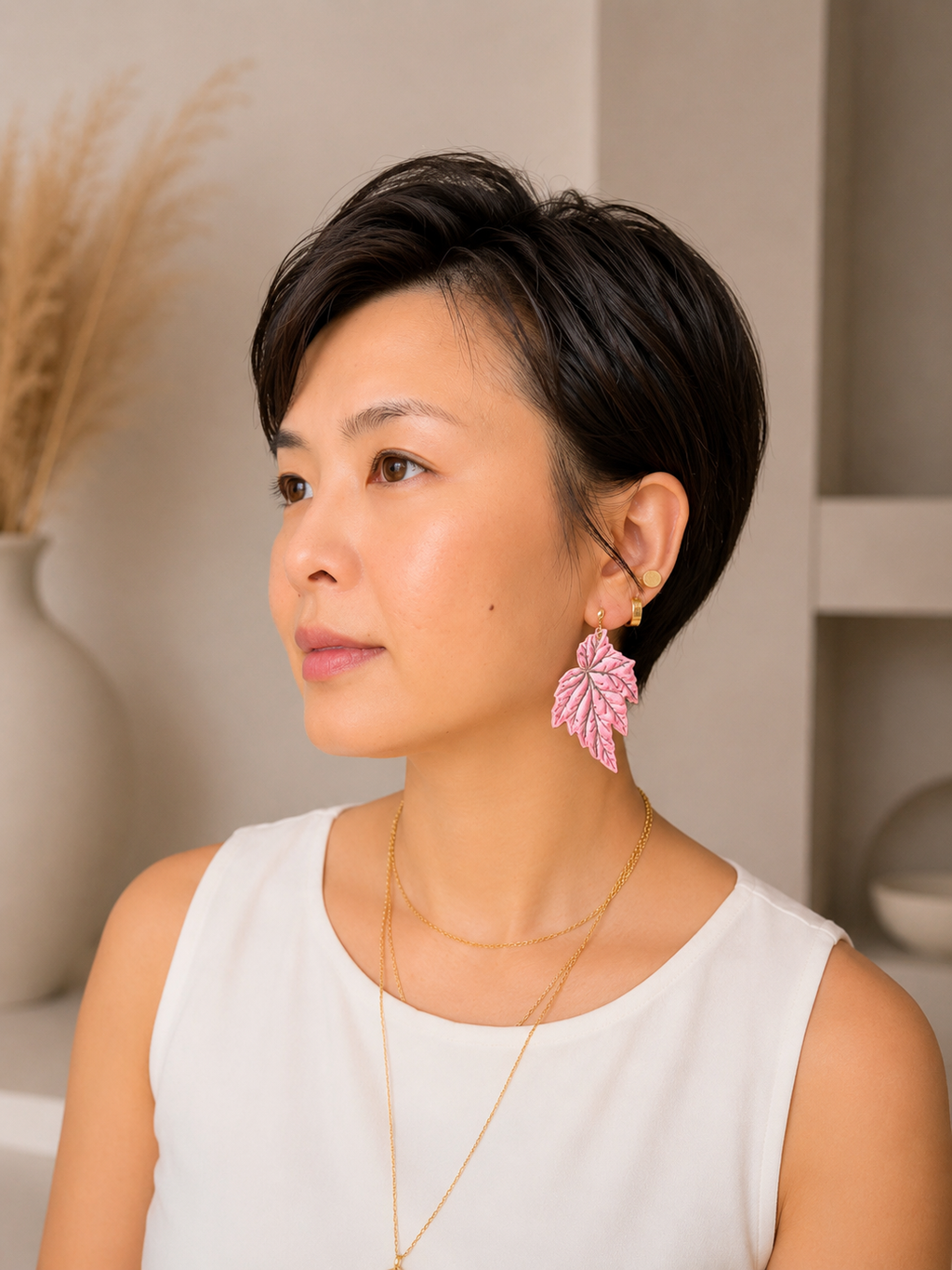 Begonia Lamoon Statement Earrings, Handcrafted Botanical Jewelry