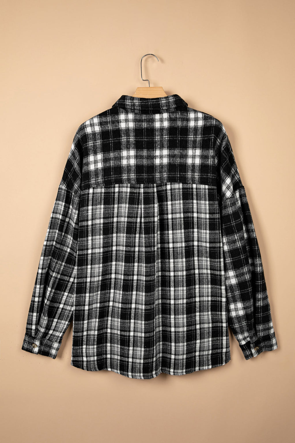 Plus Size Plaid Chest Pocket Long Sleeve Shacket