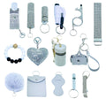 15-Piece Rhinestone Keychain Set, PU Leather Decorative Key Rings