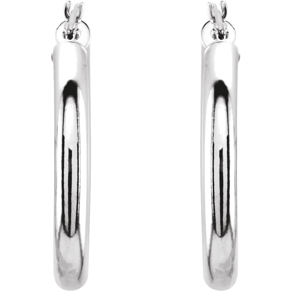 14K White Gold Hoop Earrings 25mm Minimalist Essential Hoops