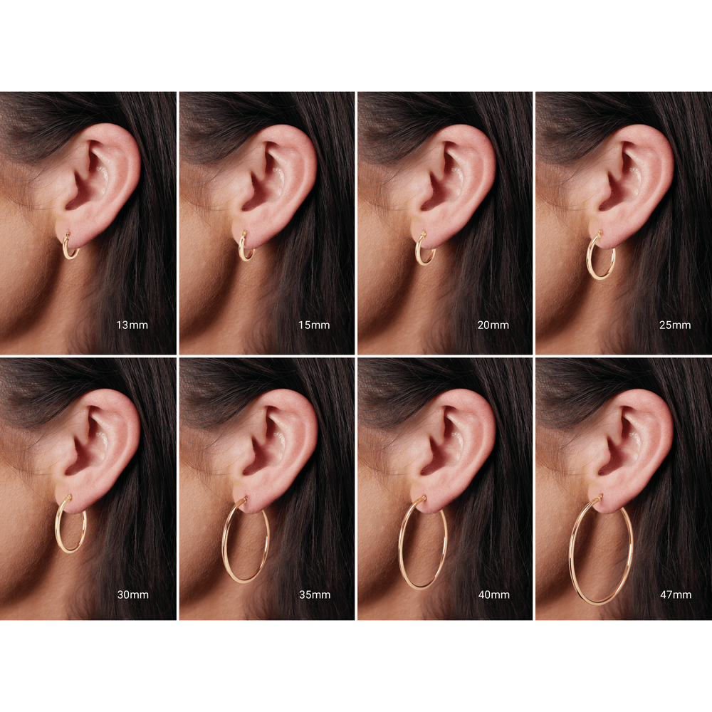 14K White Gold Hoop Earrings 25mm Minimalist Essential Hoops
