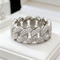 S925 Silver Ring Clasp With Cubic Zirconia Quadrilateral Shape