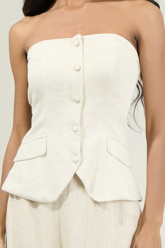 Candida Strapless Button Up Top in Natural