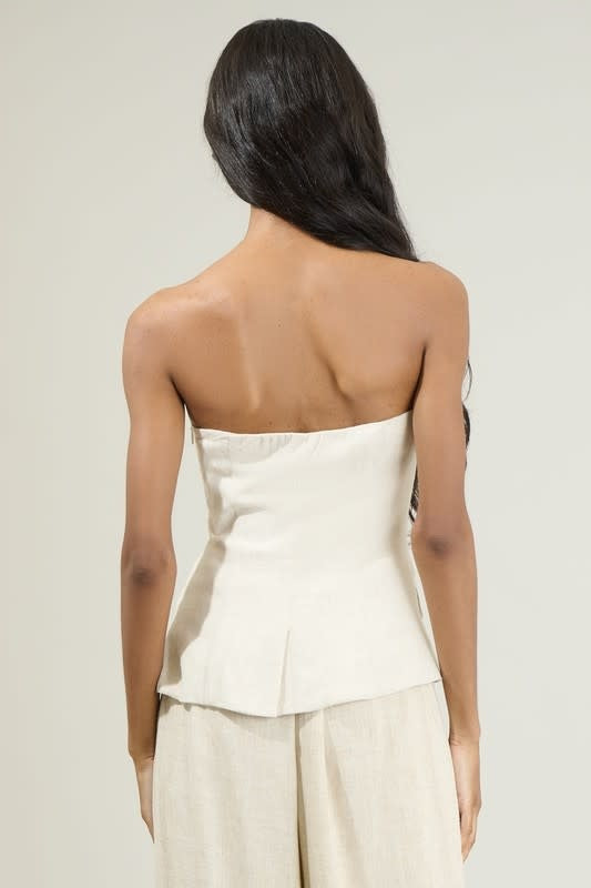 Candida Strapless Button Up Top in Natural