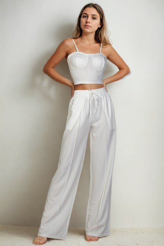 Bustier Cami Top & Slant Straight Pants Set