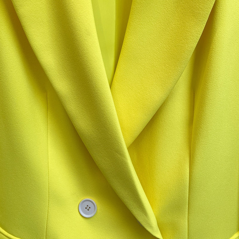 Women's Harajuku Style Minimalist Neon Yellow Blazer