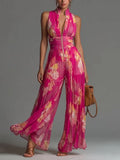 Pleated Wide-Leg Sleeveless Jumpsuit for Women