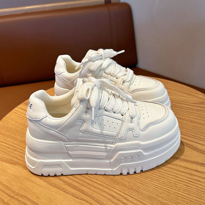 Chunky White Platform Sneakers for Women - Thick Sole Design - Image 5