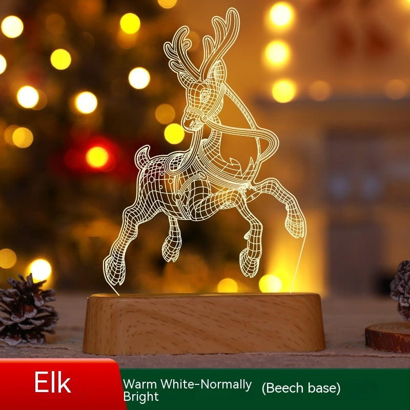 3D Acrylic LED Night Light Festive Holiday Home Decor Ornament